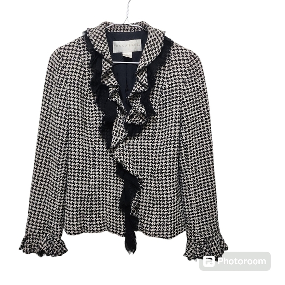 Vintage Don Caster Houndstooth Silk Two Piece Suit Size 2/4